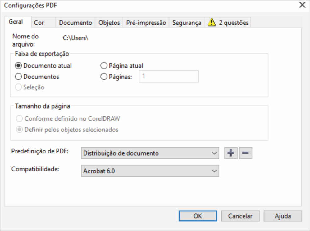 Configurações PDF